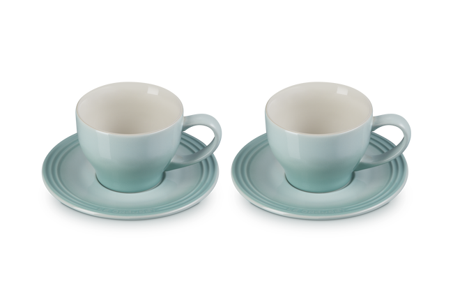 Stoneware Set of 2 Cups and SaucersSage image number 2